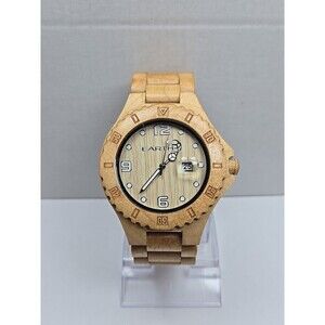 Earth Wood Quartz Watch Maple Bracelet Date 50mm Mens Eco Friendly New Battery